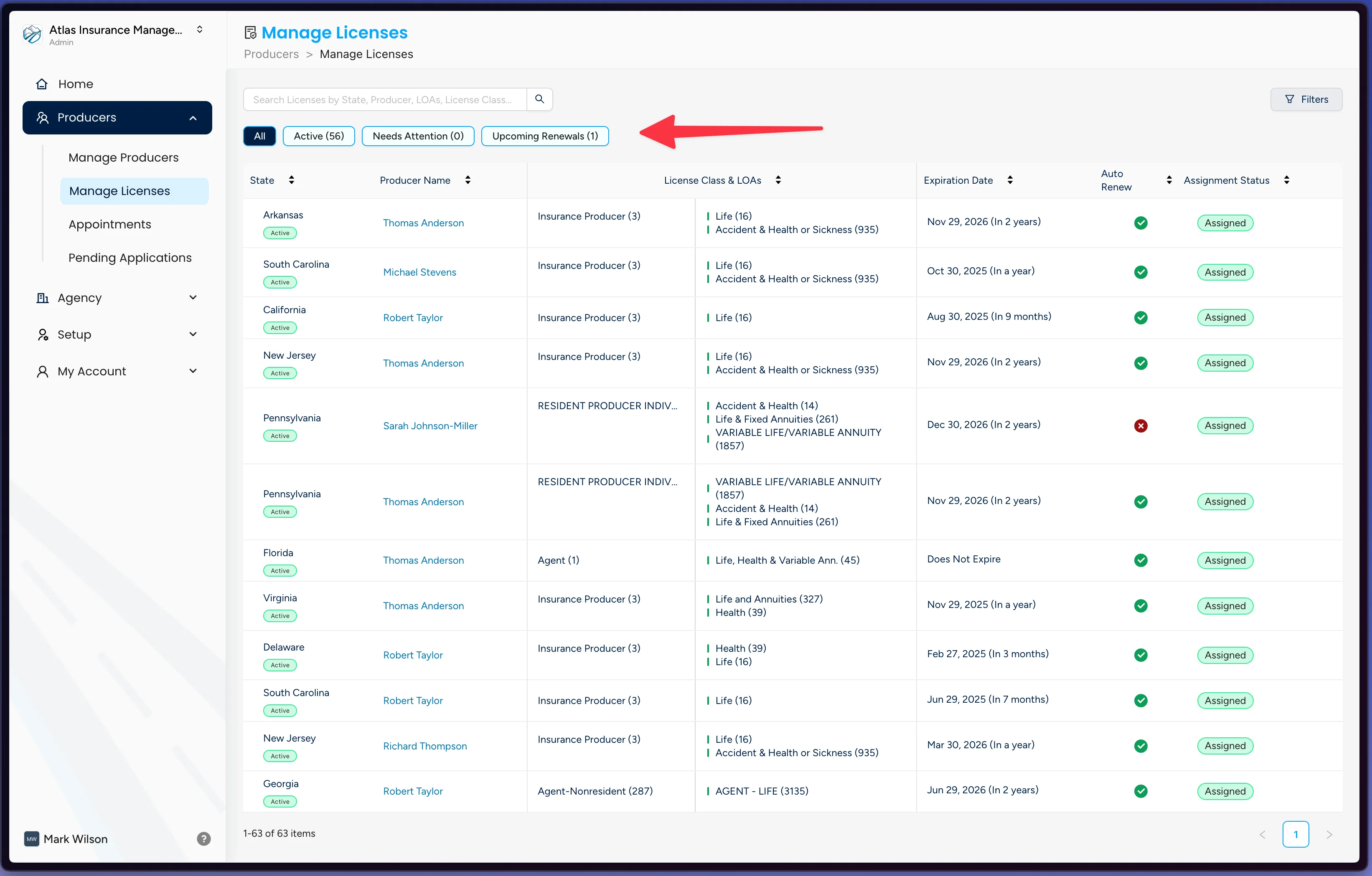 Screenshot of Insuretrek Licensing