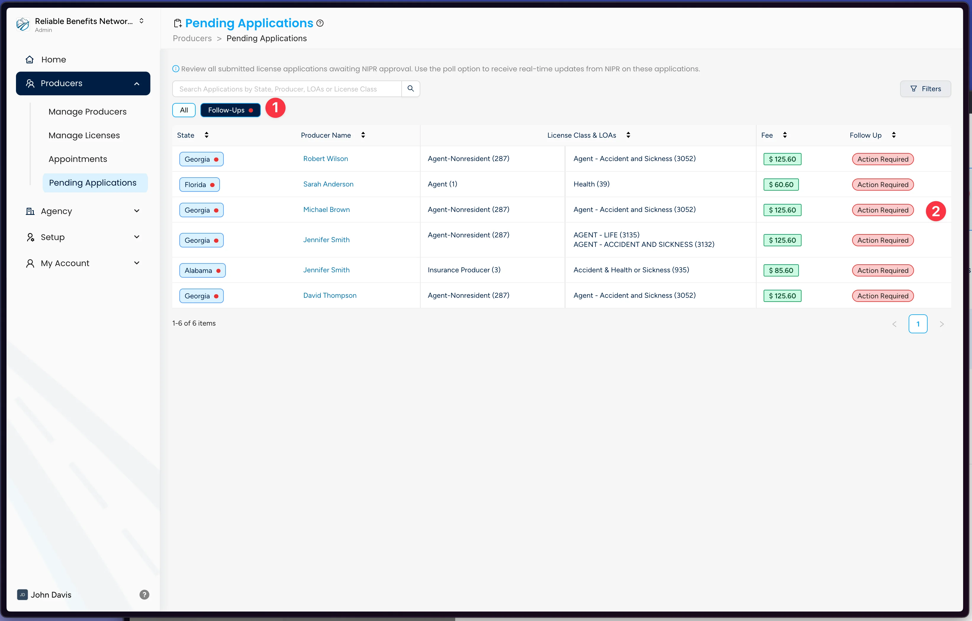 Screenshot of Insuretrek Licensing